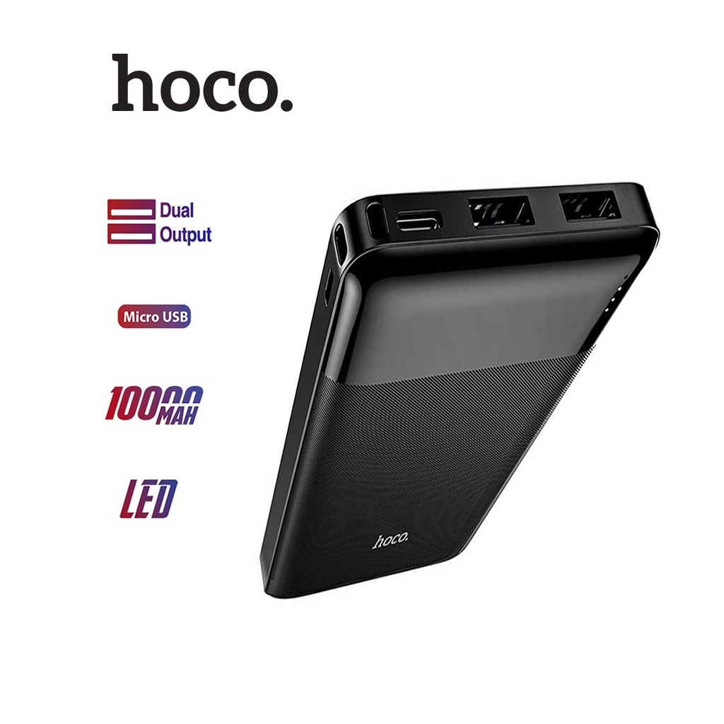 Pin sạc dự phòng 10000mAh Hoco PK-01 với 2 cổng ra USB sạc được nhiều thiết bị, lõi Polymer bền, có đèn LED báo mức pin