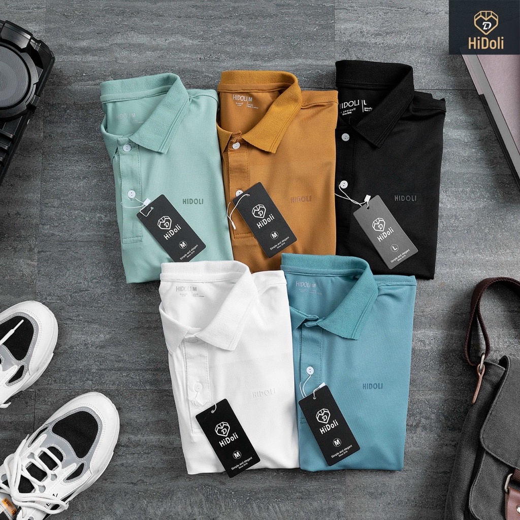 Áo polo trơn nam HIDOLI in logo