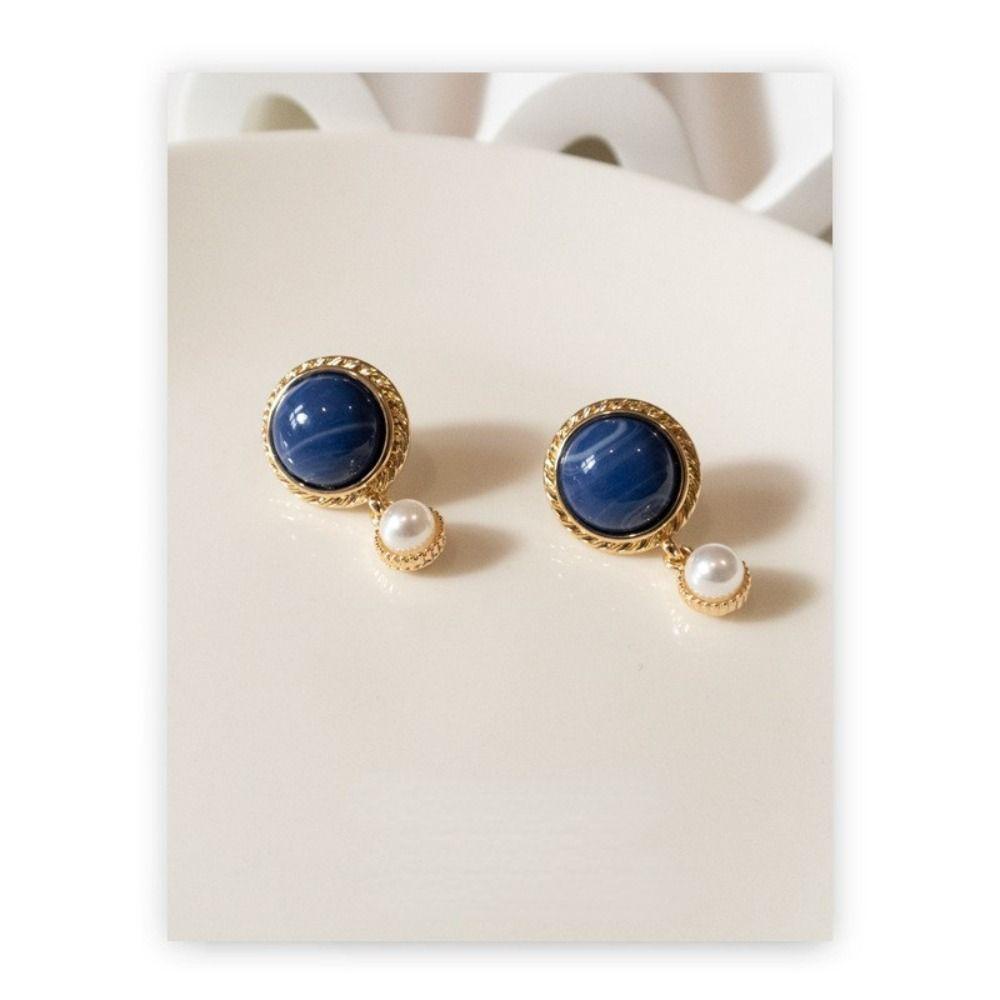 Qqmall Khuyên Tai Danube Màu Xanh Dương Phong Cách Baroque Hàn Quốc Khí Chất Mới