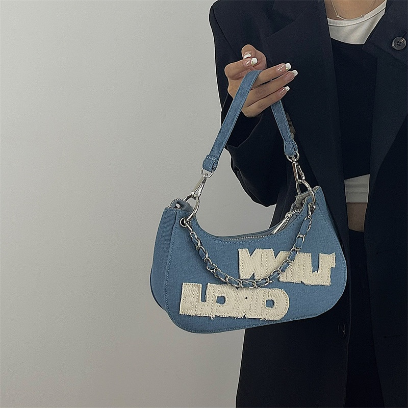 Túi Đeo Chéo denim yuanbao Thêu Họa Tiết Mới 2022 Gylb1622