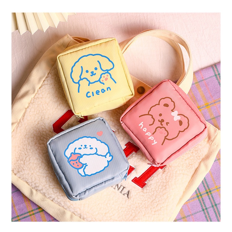 Túi Đựng Băng Vệ Sinh Mini Họa Tiết Hoạt Hình Dễ Thương Cho Bé Gái