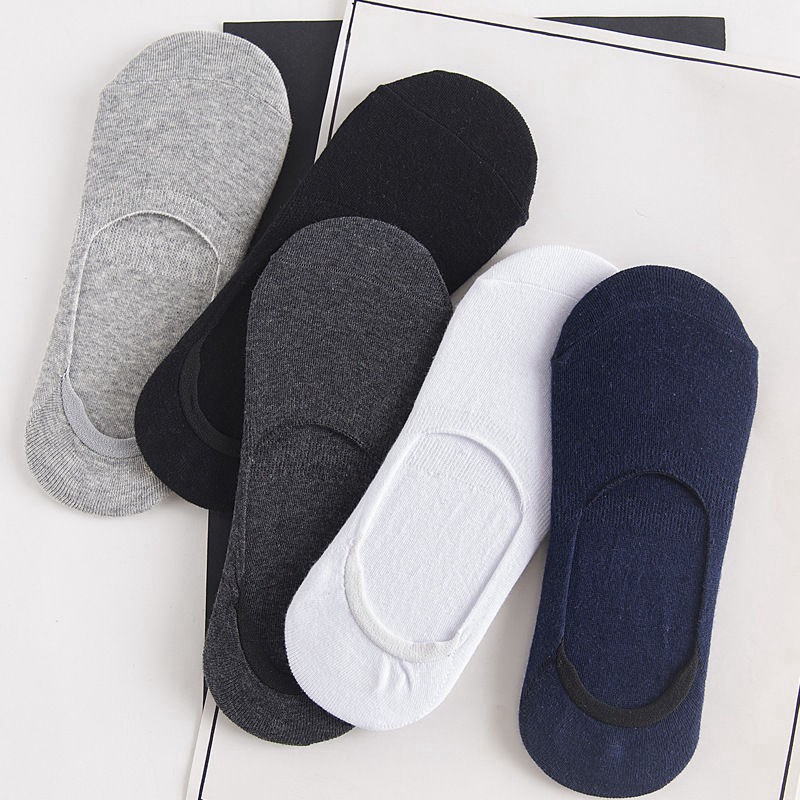 Set 5 Đôi Vớ Thuyền Cotton Chống Trượt Cho Nam