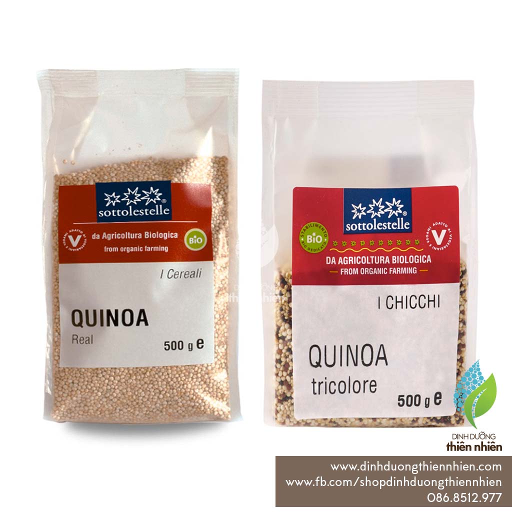 Hạt Diêm Mạch Hữu Cơ Sottolestelle Organic White Quinoa & Tri-Color Quinoa, 500g