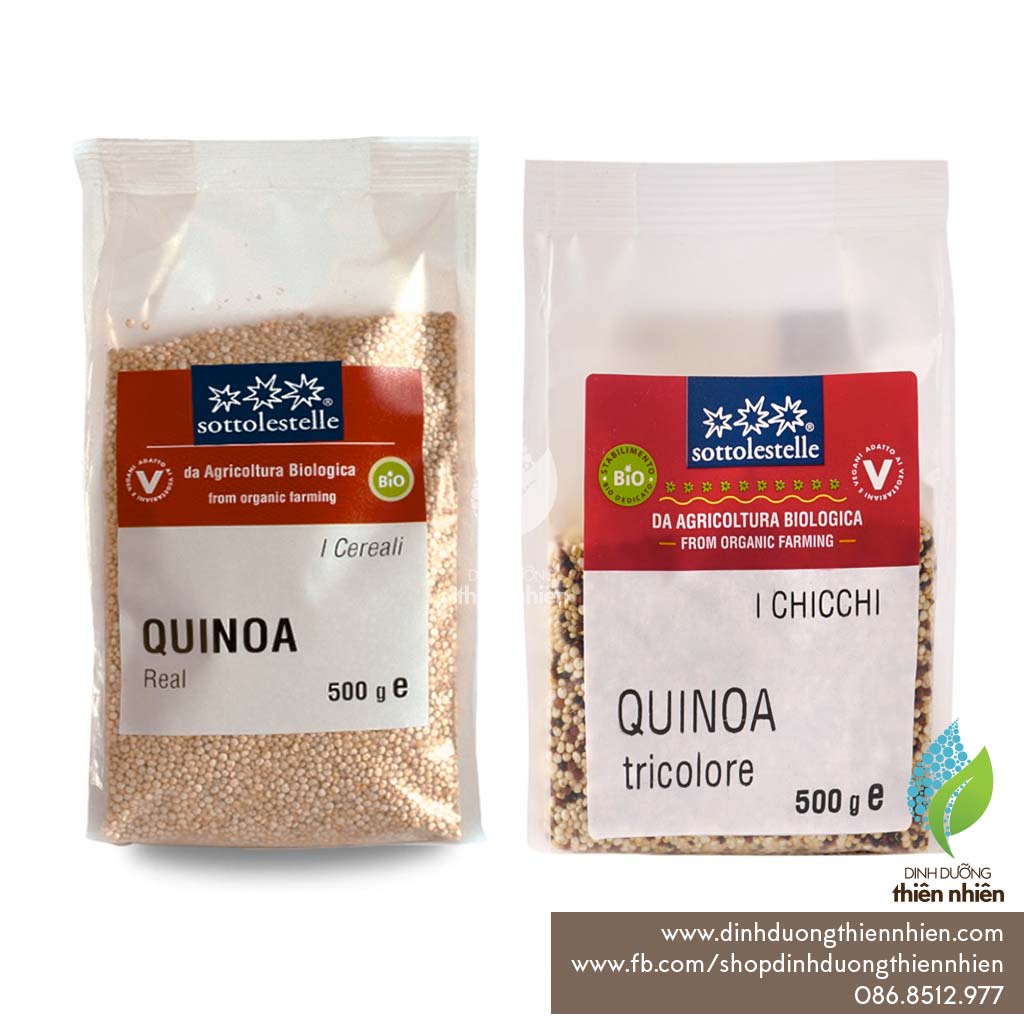 Hạt Diêm Mạch Hữu Cơ Sottolestelle Organic White Quinoa &amp; Tri-Color Quinoa, 500g