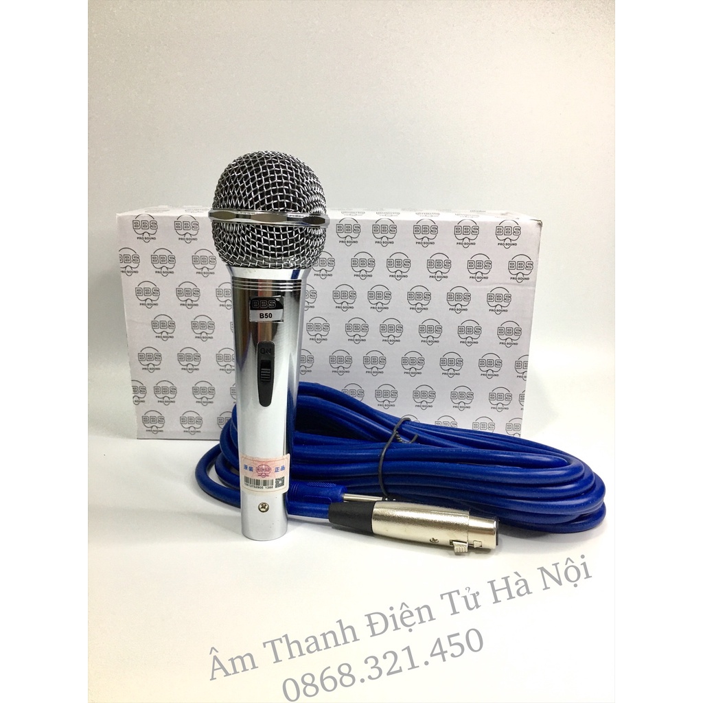 Micro Có Dây B50 2022 Dây Dài 6 Mét,Tay INOX Không Gỉ Siêu Chắc Chắn, Hút Giọng Tốt, Hỗ Trợ Chống Hú.