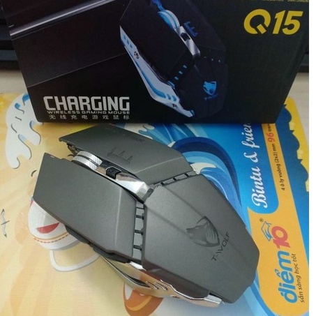 Chuột gaming máy tính không dây T-WOLF Q15 có đèn LED và cổng sạc