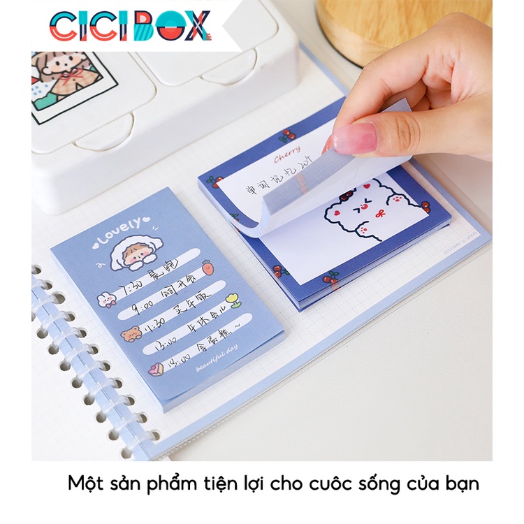 80 tờ giấy nhớ tiện dụng dùng cho văn phòng, học tập, giấy note giấy ghi chú họa tiết dễ thương CICIBOX