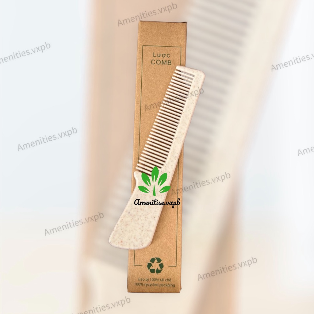 100 lược chải dáng ngắn đút hộp kraft tự hủy cho khách sạn, nhà nghỉ, homestay, villa, resort,...