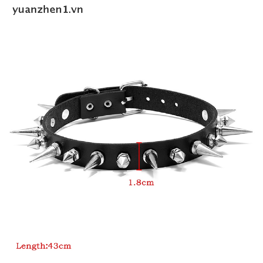 Vòng Cổ Choker Giả Da Đính Gai Dài Phong Cách Gothic Punk