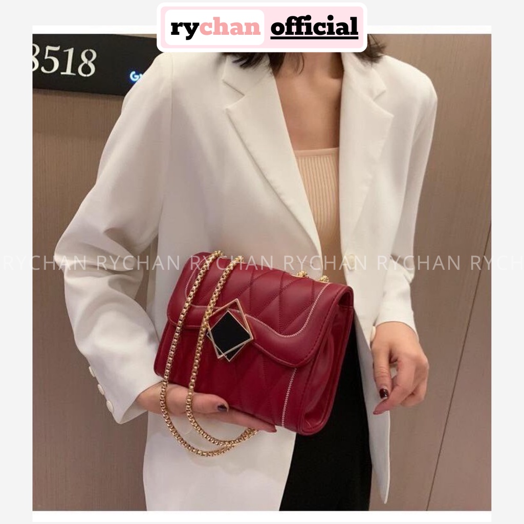 Túi Xách Dây Xích Khóa Vuông Chần Ô Hàn Quốc Sang Trọng - RY101
