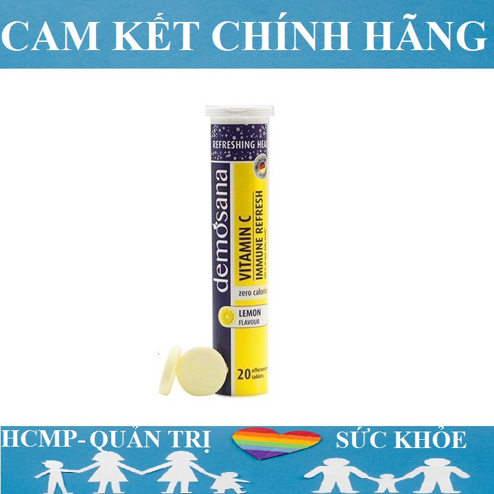 [NHẬP KHẨU ĐỨC] Viên Sủi Tăng Sức Đề Kháng Vitamin C DEMOSANA 20V - vị chanh, không đường, không calo