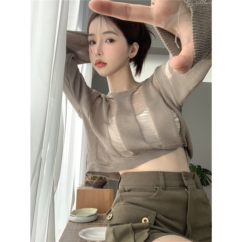 Áo Len Tay Dài Chống Nắng Thời Trang Hàn Quốc Cho Nữ
