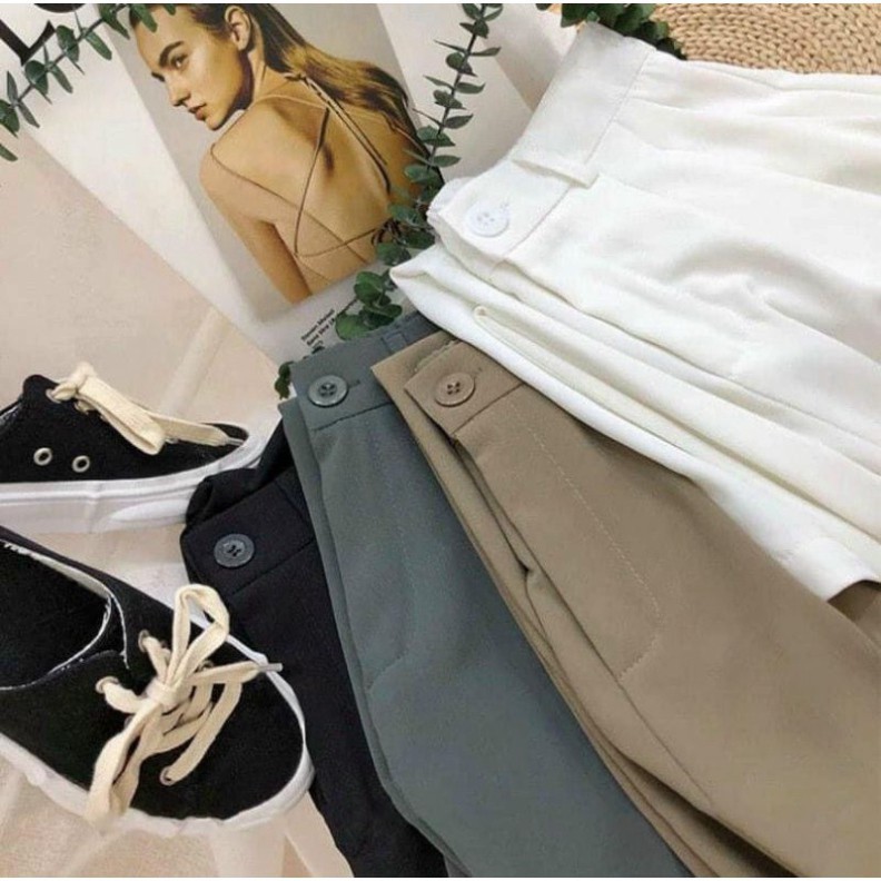 Quần tây ống rộng cạp cao dáng dài 100cm tôn dáng,chất vải ruby mềm,cõ dãn nhẹ,cạp chun phía sau | BigBuy360 - bigbuy360.vn