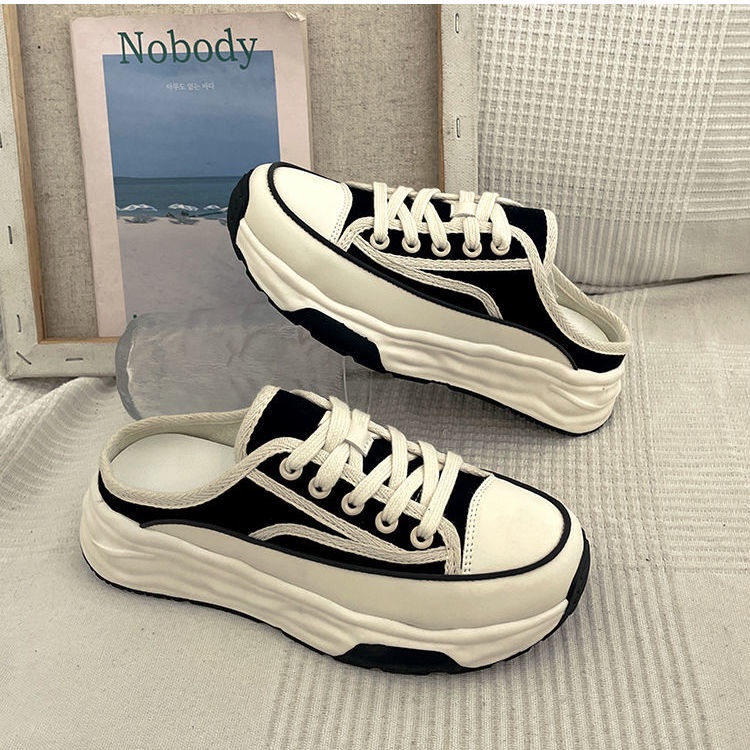 Dép Bít Mũi Chất Liệu Canvas Thời Trang Mùa Thu