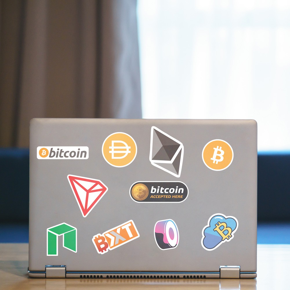 Bitcoin - Set 30 sticker decal hình dán nón bảo hiểm, laptop, xe máy, ô tô - STICKER FACTORY