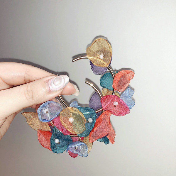 Khuyên Tai Nữ Hình Tròn Họa Tiết Hoa Thời Trang