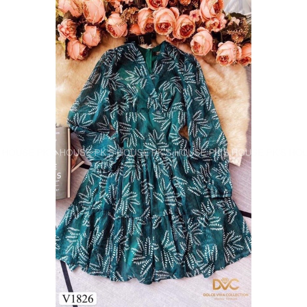 Váy Thiết Kế Dáng Xoè Voan Xanh V1826, Đầm Thiết Kế Chất Liệu Voan Cao Cấp - PK Official | BigBuy360 - bigbuy360.vn