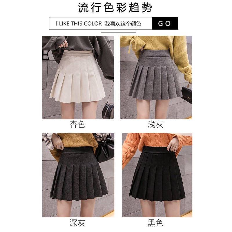 Chân váy dạ len xếp ly thu đông