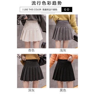 chân váy dạ len xếp ly thu đông