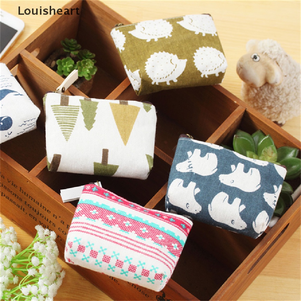 Ví Đựng Tiền Xu Louisheart In Họa Tiết Hoa Xinh Xắn Có Khóa Kéo Tiện Dụng