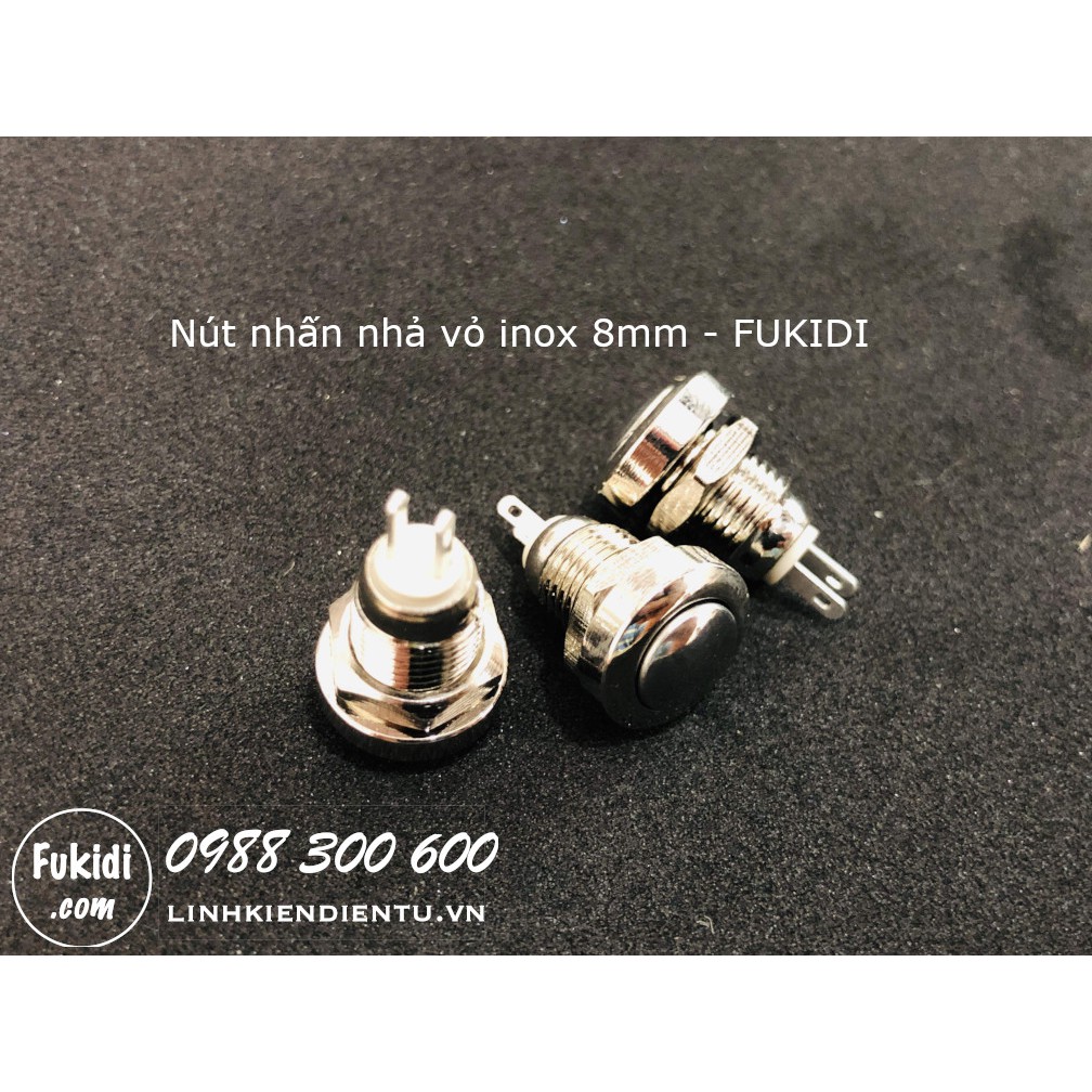 Nút nhấn nhả phi 8mm, vỏ kim inox cao cấp, chống nước IP65, đầu nút hình cầu