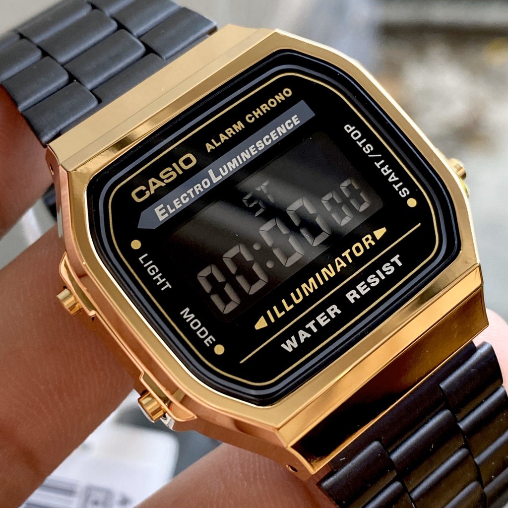 ĐỒNG HỒ CASIO DÂY KIM LOẠI GOLD UNISEX A168