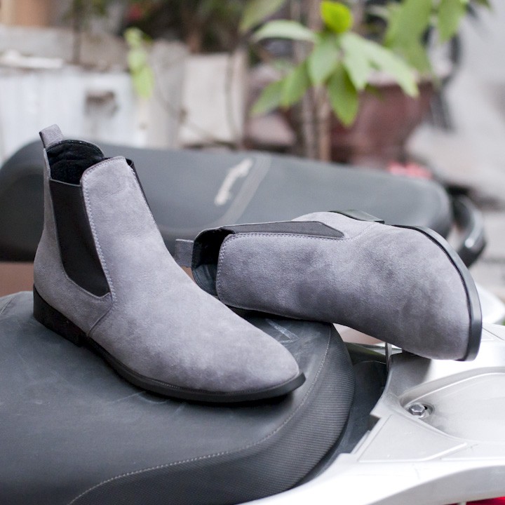 [ XẢ KHO ] Giày Chelsea Boot Nam Cao Cổ Da Buck Cổ Chun Màu Xám Phong Cách Hàn Quốc - CB548-XAM | BigBuy360 - bigbuy360.vn