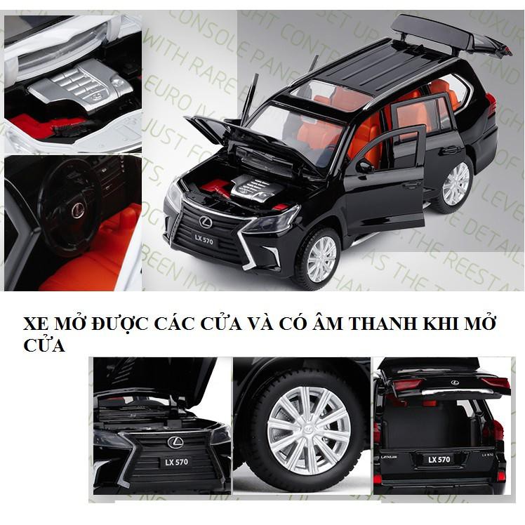 Đồ chơi xe ô tô Lexus LX570 đầu xe bằng sắt mô hình tỉ lệ 1:32 màu đen mô hình bằng sắt mở các cửa hàng Quảng Châu