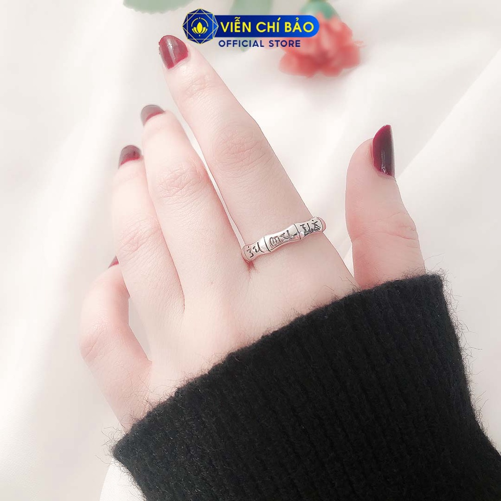 Nhẫn bạc nữ Khắc chữ Lục tự Om Mani Padme Hum chất liệu bạc Thái 925 thời trang phụ kiện trang sức Viễn Chí Bảo N000306