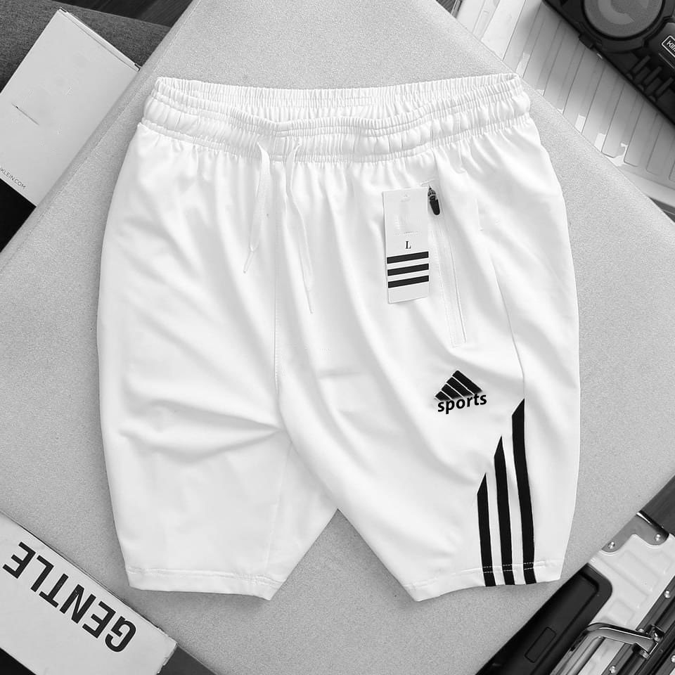 Quần short thể thao 3 sọc 2 túi kéo khoá vải thun lanh cao cấp _QSTT_DAS