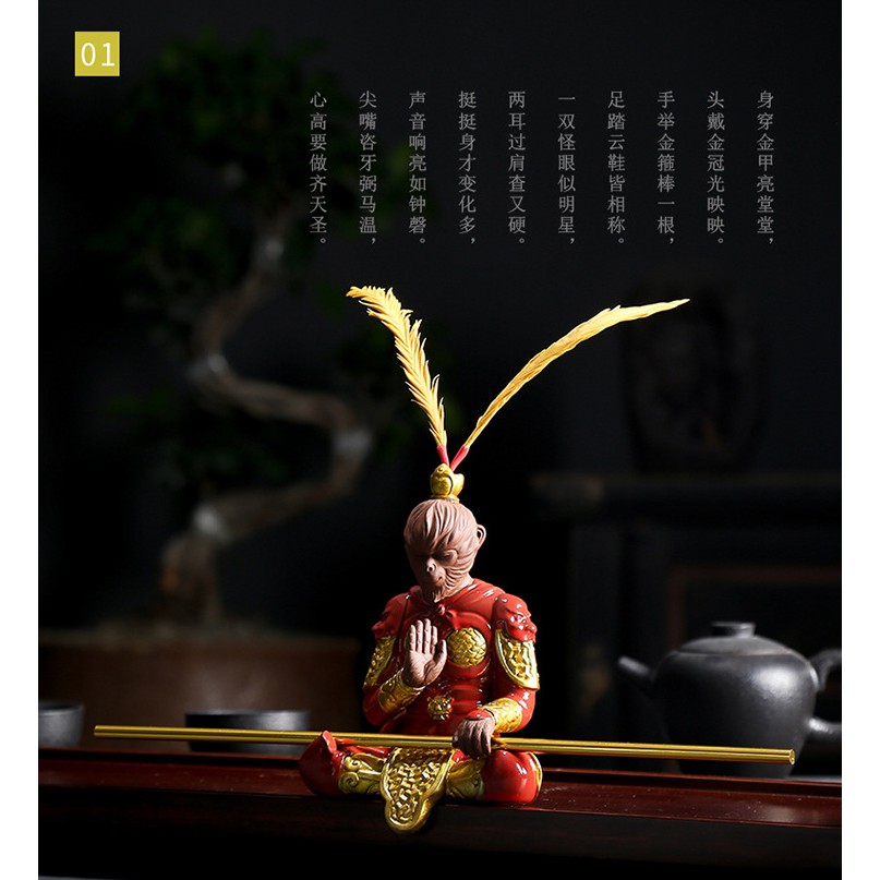 Tượng Tôn Ngộ Không – Tề Thiên Đại Thánh gốm màu đỏ mới 2021