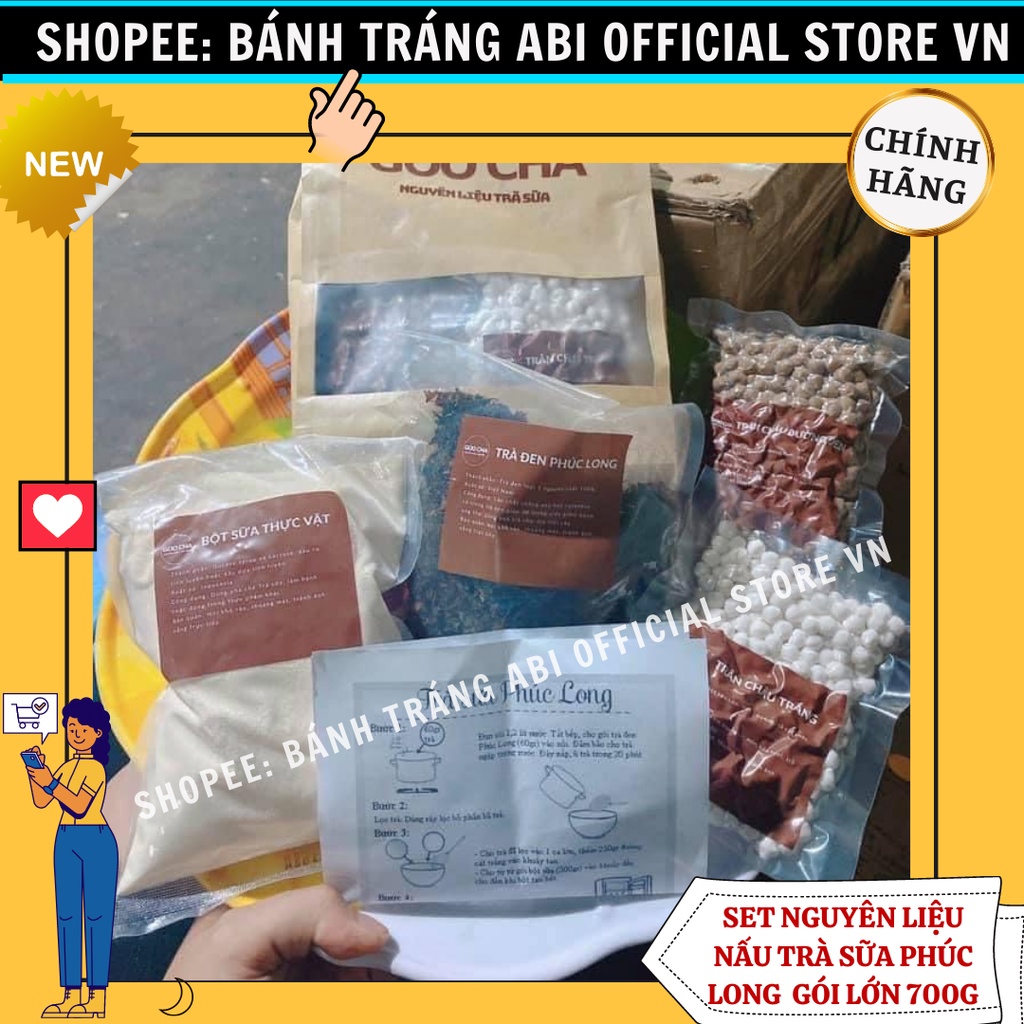SET COMBO NGUYÊN LIỆU TRÀ SỮA PHÚC LONG-THÁI ĐỎ-THÁI XANH GOO CHA GỒM 4 MÓN TÚI LỚN 700G