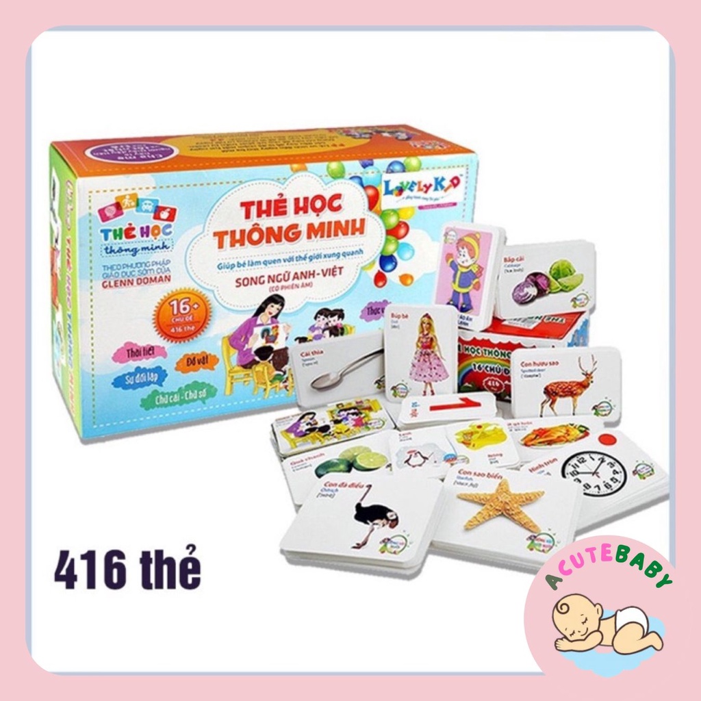 Bộ thẻ học thông minh 16 chủ đề song ngữ Anh-Việt cho bé - VUBABY