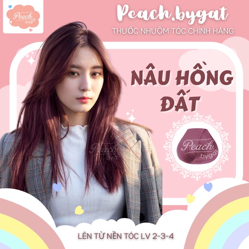 Thuốc nhuộm tóc NÂU HỒNG ĐẤT không cần sử dụng thuốc tẩy tóc của Peach.bygat