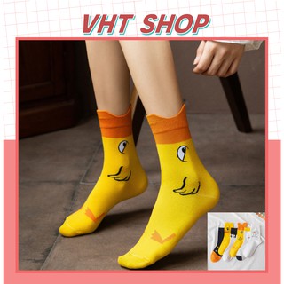 Tất cổ cao, vớ cổ cao bèo nữ hoạ tiết hoạt hình vịt phong cách Vintage Hàn Quốc TC56 - VHT SHOP