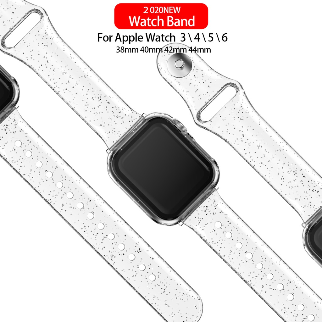 Dây đeo trong suốt long lanh thay thế cho đồng hồ thông minh dòng Apple Watch 6 Se 5 4 3 42 44mm 38 40 mm