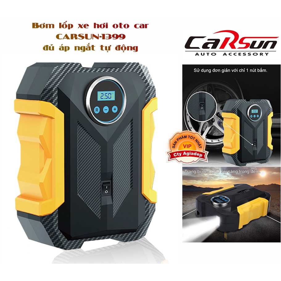 Bơm lốp xe hơi oto car CARSUN-1399 đủ áp ngắt tự động