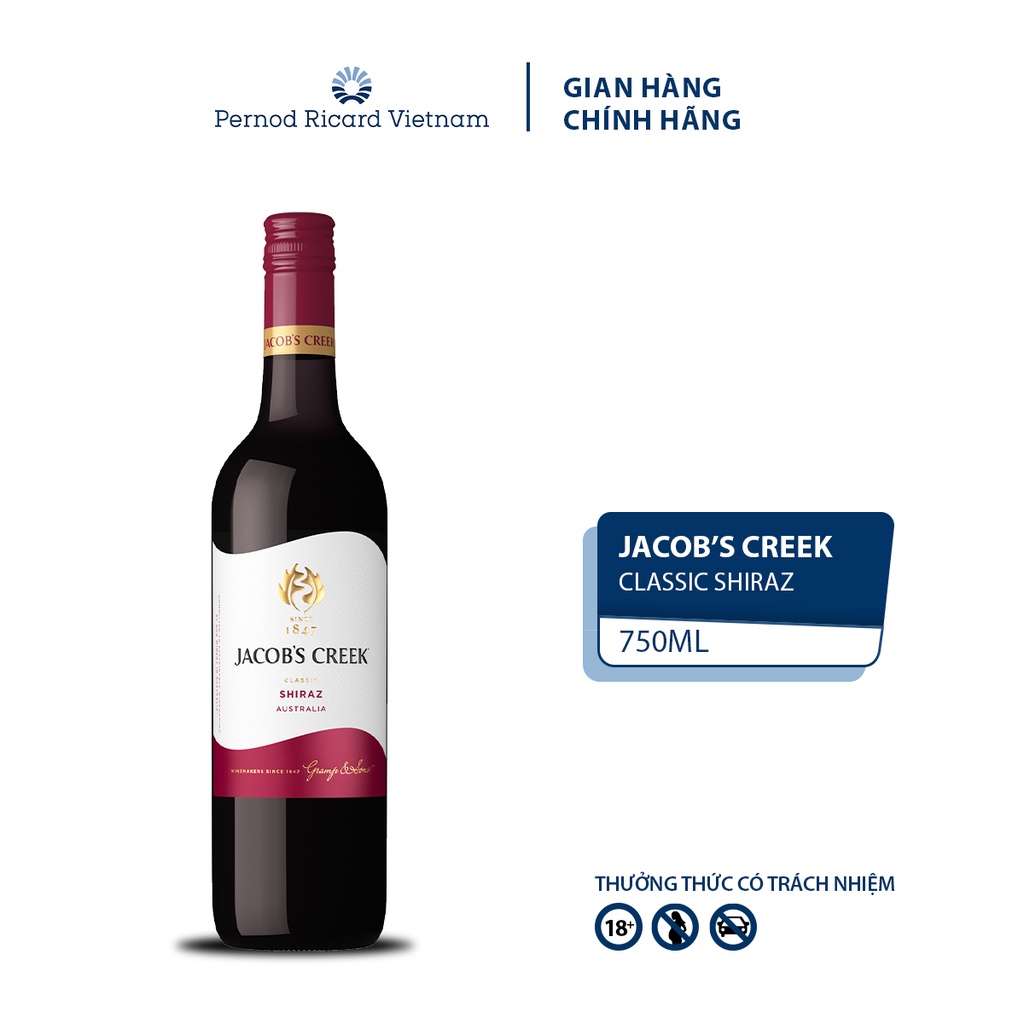 Rượu Jacob's Creek Classic Shiraz Nồng Độ Alc 13.9% 750ml [Vang Đỏ] không kèm hộp