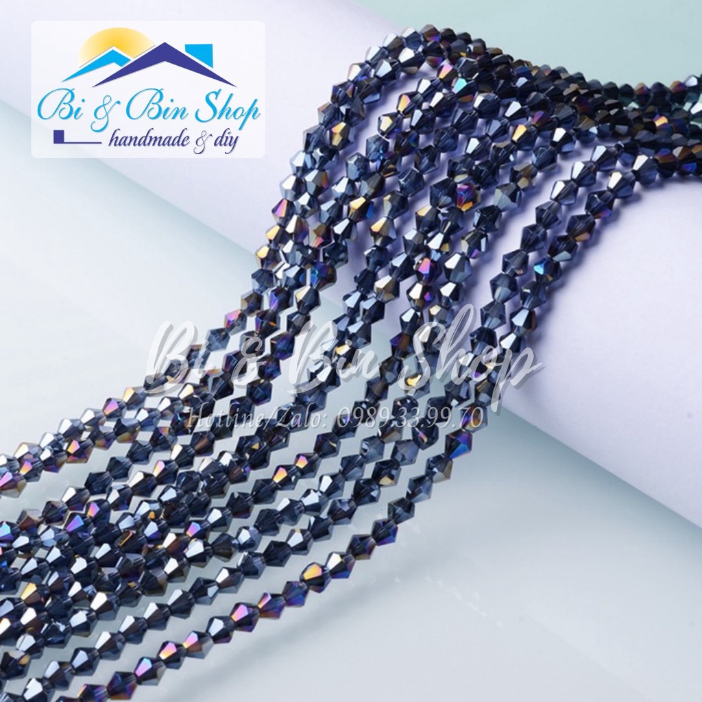 [1] 100 Viên Pha Lê Nón 4mm Màu Ánh Cừ Đính Kết Trang Phục, Làm Trang Sức Handmade