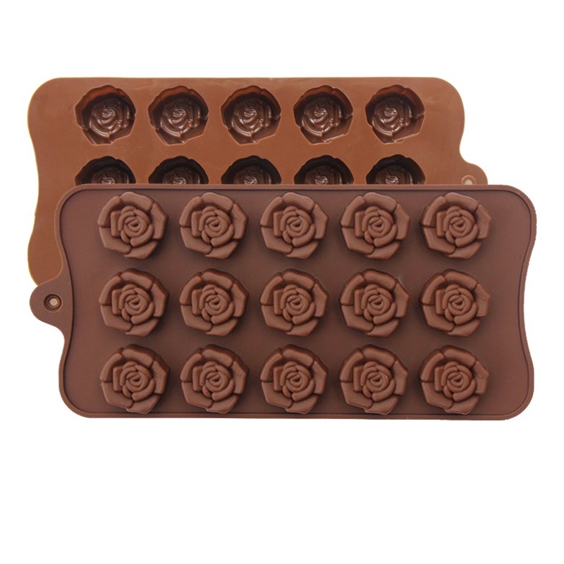 Khuôn Silicone 15 Ngăn Tạo Hình Hoa Hồng Trang Trí Bánh