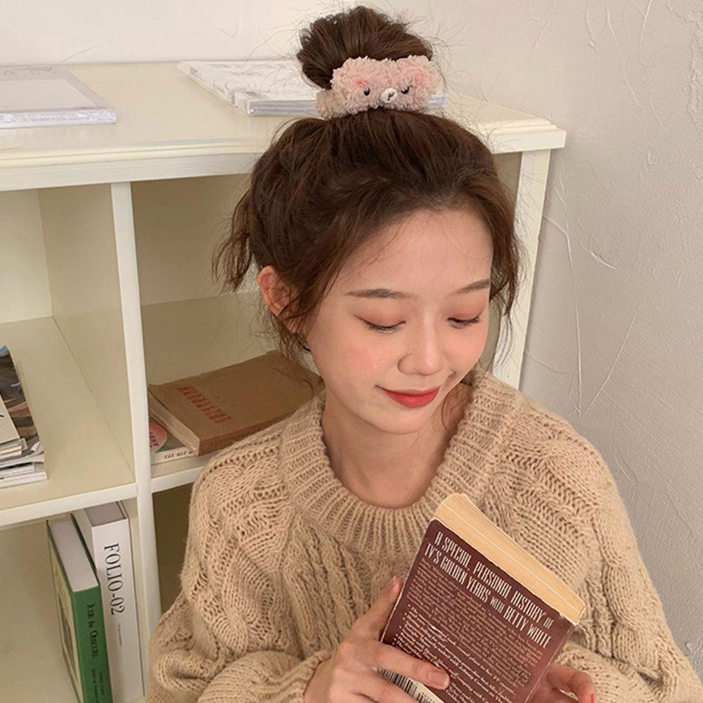 IVORY Dây Cột Tóc Màu Trơn In Họa Tiết Hoạt Hình Dễ Thương Thời Trang Thu Đông Cho Nữ