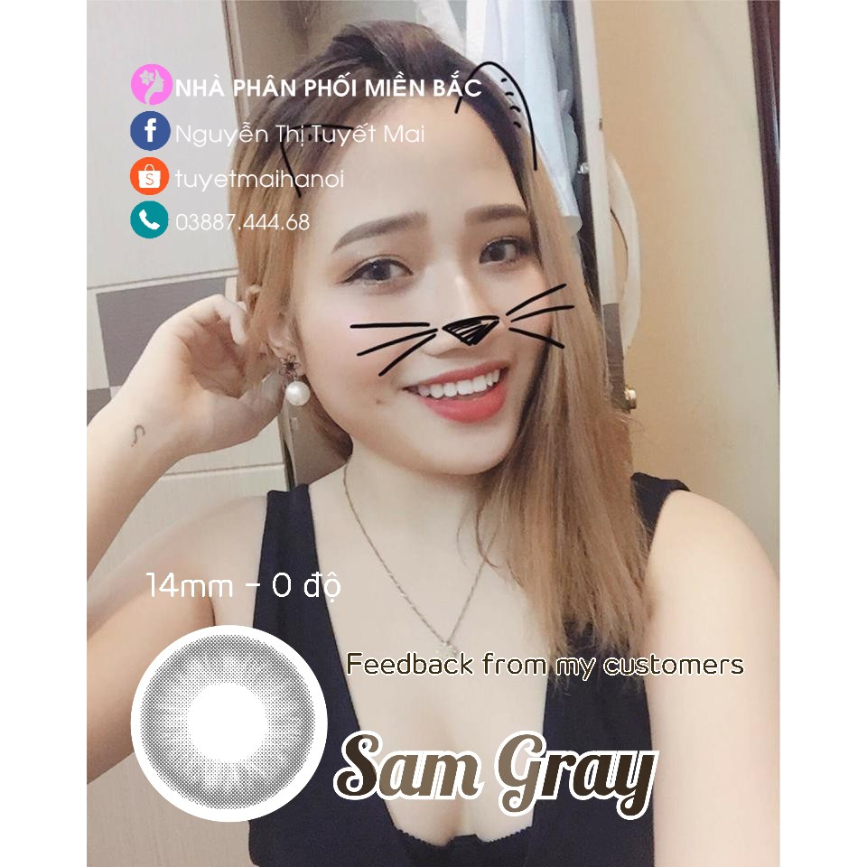 Lens Xám Tây Sam Gray 14mm 0 Độ - Kính Áp Tròng Hàn Quốc Chính Hãng Vassen Sexy Me