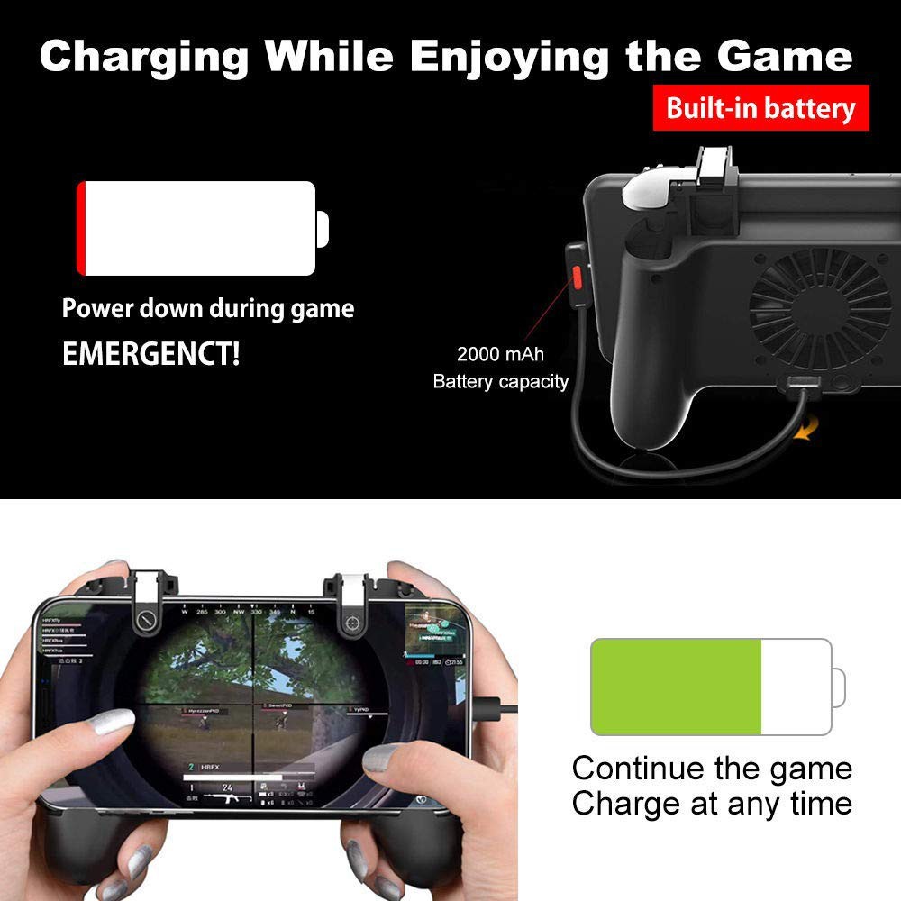 PUBG Bộ điều khiển trò chơi di động,Gamepad và Trigger Điện thoại làm mát Pad Ngân hang năng lượng