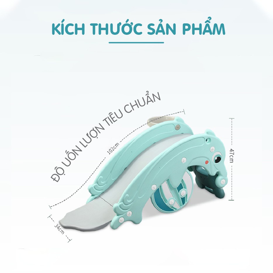 Cầu trượt bập bênh 3 trong 1 hình cá heo và ếch bằng nhựa dành cho trẻ từ 1 tuổi 9Baby