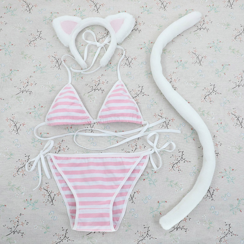 Bộ Bikini 4 Món Hóa Trang Mèo Gợi Cảm Dễ Thương Cho Nữ