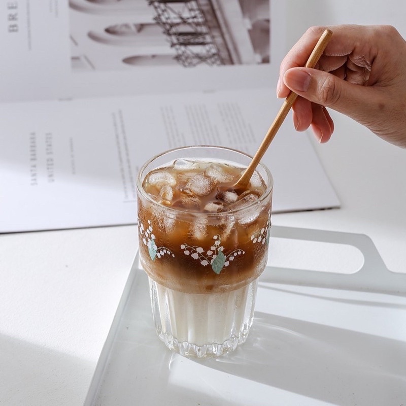 Ly Cốc Thuỷ Tinh Hoạ Tiết Hoa - LY1097-1