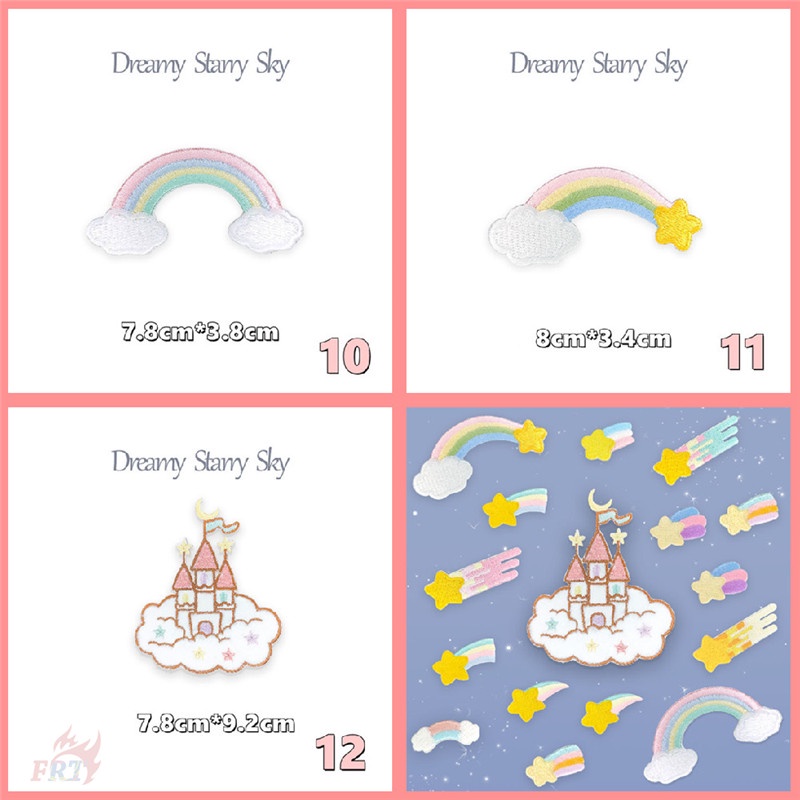 ✿ Miếng Dán Hình Ngôi Sao/Cầu Vồng/ Lâu Đài Xinh Xắn ✿ 1 Sticker Ủi Thêu Hình Huy Hiệu