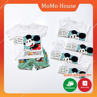 Bộ Cộc Tay Cho Bé Chất Cotton Hình Chuột Mickey