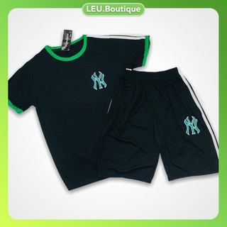[FreeShip - XẢ KHO] Bộ quần áo nam mùa hè, bộ đồ nam vải thun hàng đẹp, thoáng mát, logo NY Xanh cao cấp