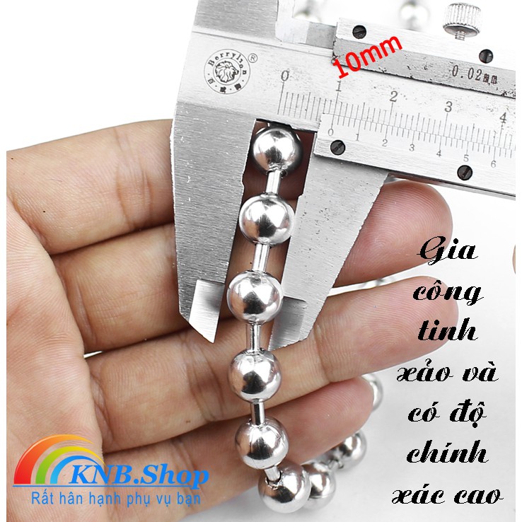 Lắc tay inox cao cấp kiểu bi to 10 ly siêu đẹp, siêu chất - không đen, không gỉ, chuẩn thời trang